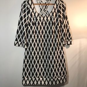 JESSICA SIMPSON GEOMETRIC 3/4-SLEEVED DRESS
